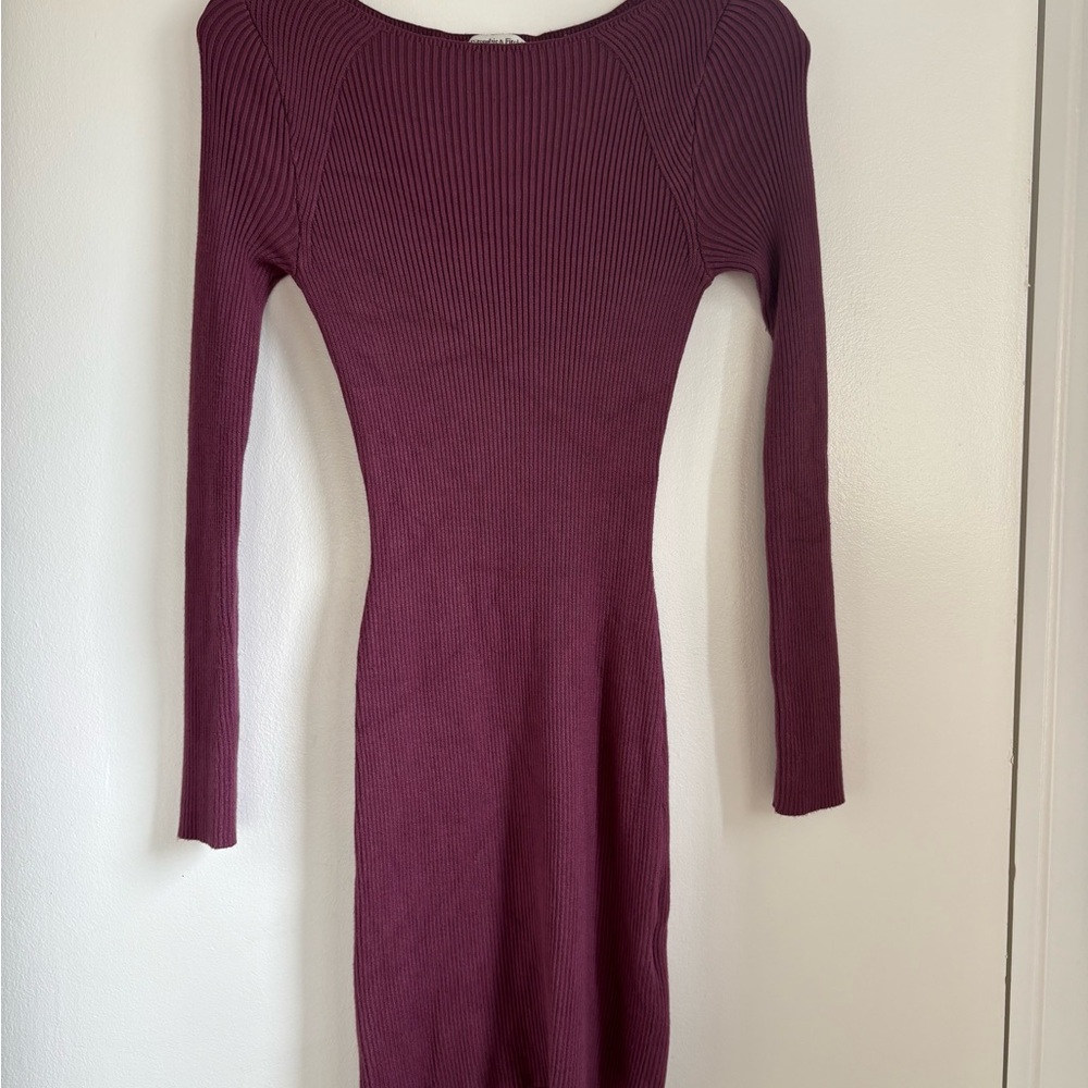 Abercrombie & Fitch Purple Long Sleeve Bateau Bodycon Dress